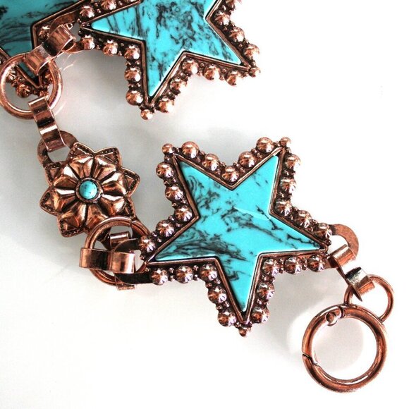 Western Concho Star Rustic Copper Belt Turquoise Accents main image 7